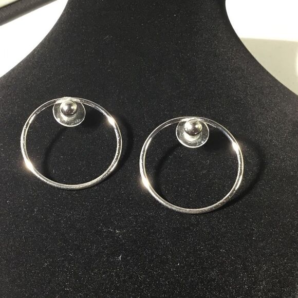 Silver Tone Stud And Hoop Statement Earrings (G1) - Picture 1 of 5